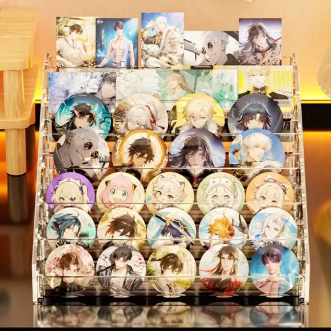 グッズ収納 多段式缶バッジコレクションスタンド