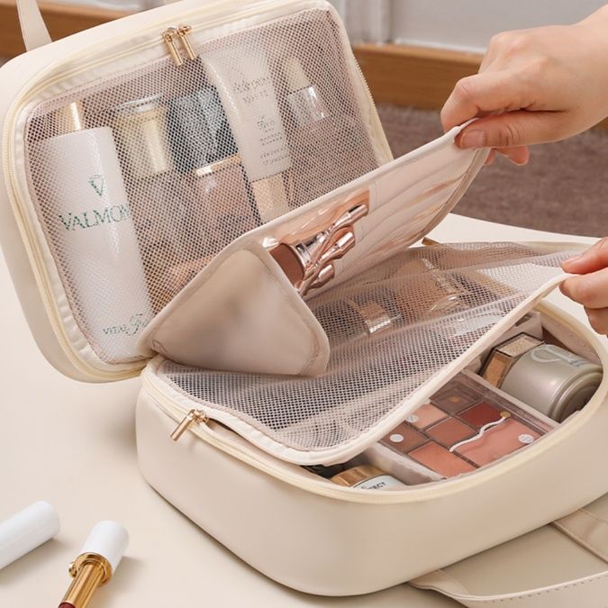 グッズ収納 多機能防水化粧品収納ポーチ仕切り付き