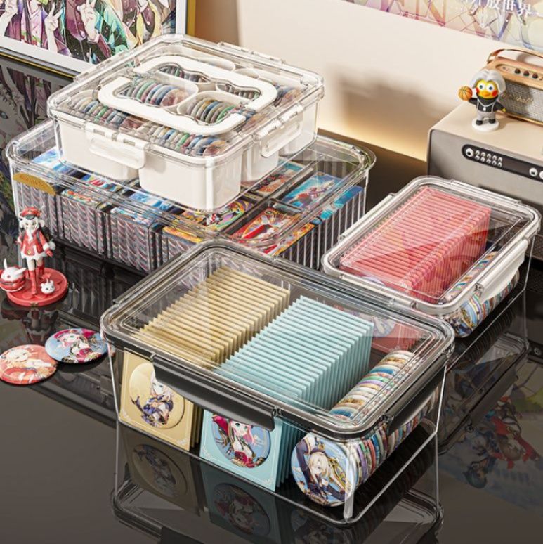 グッズ収納 透明多層仕切り付きコレクション整理収納箱