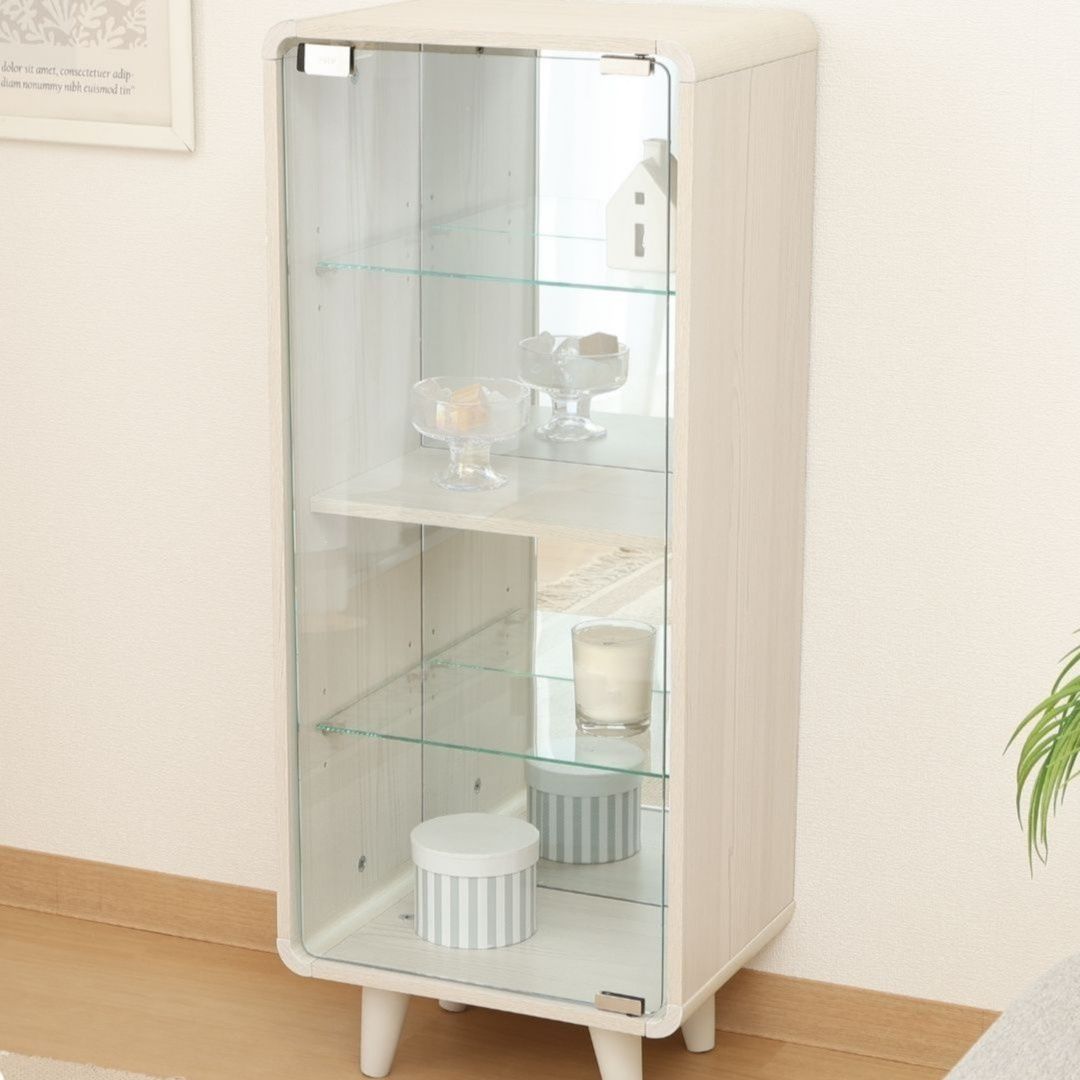 グッズ収納 ディスプレイケース 木目調ディスプレイケース クレール ホワイト