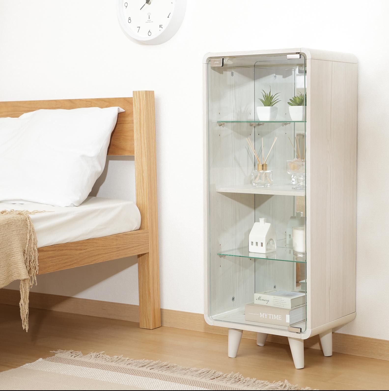 グッズ収納 ディスプレイケース 木目調ディスプレイケース クレール ホワイト