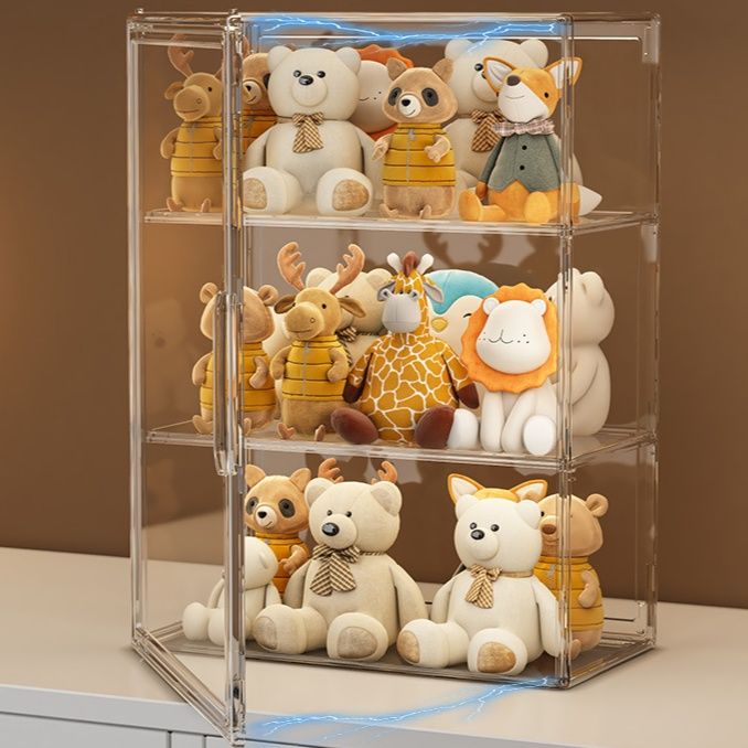 グッズ収納 透明仕切り板付き三段式アクリル展示収納ケース