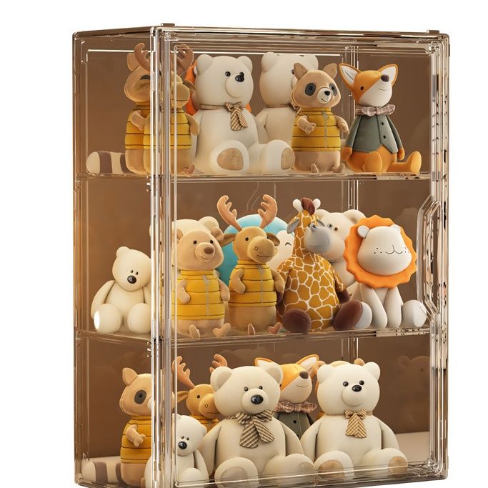 グッズ収納 透明仕切り板付き三段式アクリル展示収納ケース