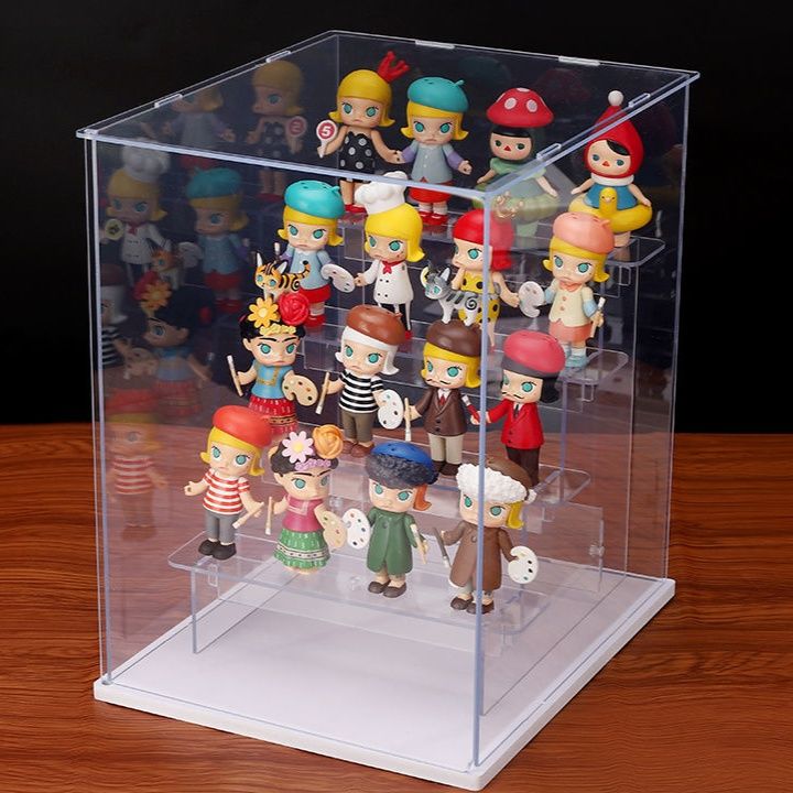 グッズ収納 透明アクリル製階段型多段式フィギュア展示ケース