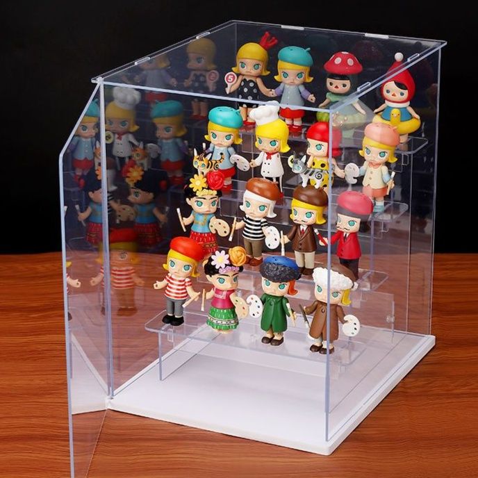 グッズ収納 透明アクリル製階段型多段式フィギュア展示ケース