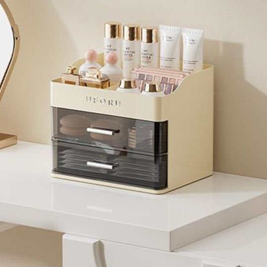 グッズ収納 引き出し式化粧品収納ボックス防塵天板付き