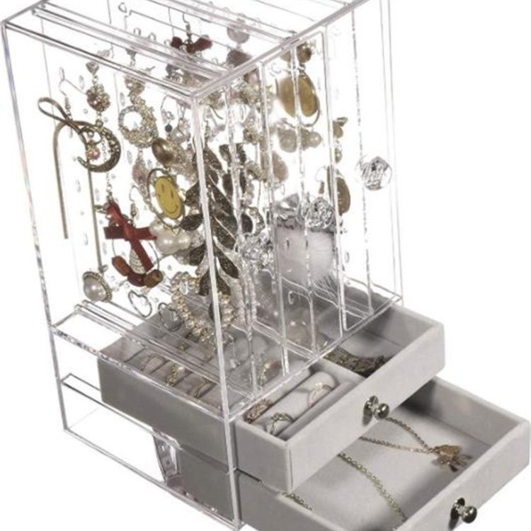 グッズ収納 二段引き出し式透明アクセサリー収納ディスプレイケース
