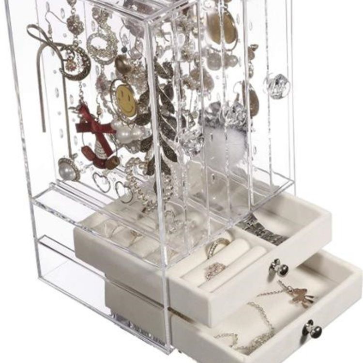 グッズ収納 二段引き出し式透明アクセサリー収納ディスプレイケース