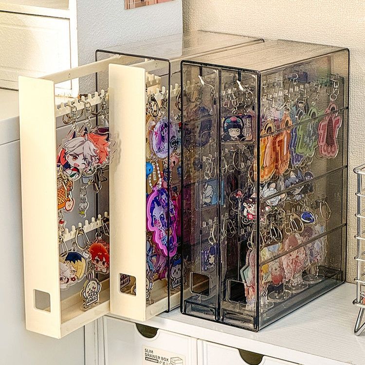 グッズ収納 透明アクリル製多段式　キーホルダー収納