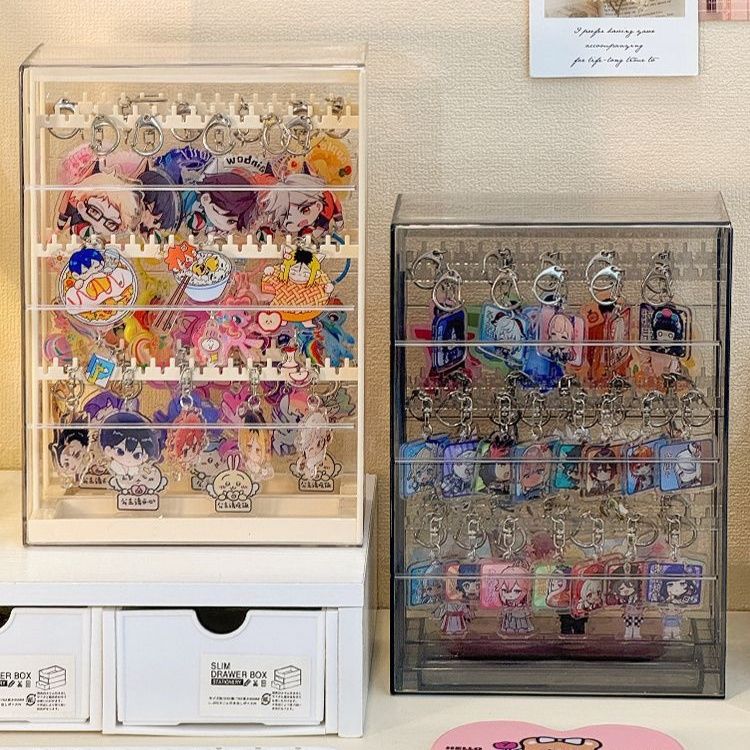 グッズ収納 透明アクリル製多段式　キーホルダー収納