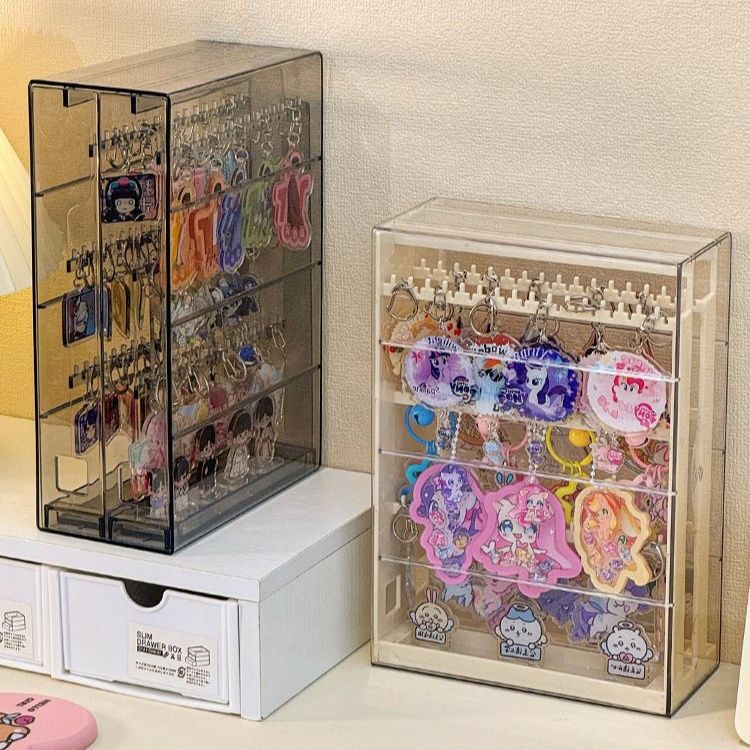 グッズ収納 透明アクリル製多段式　キーホルダー収納