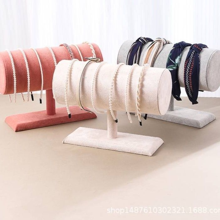 グッズ収納 円柱型ベロア素材 カチューシャ収納 ディスプレイスタンド