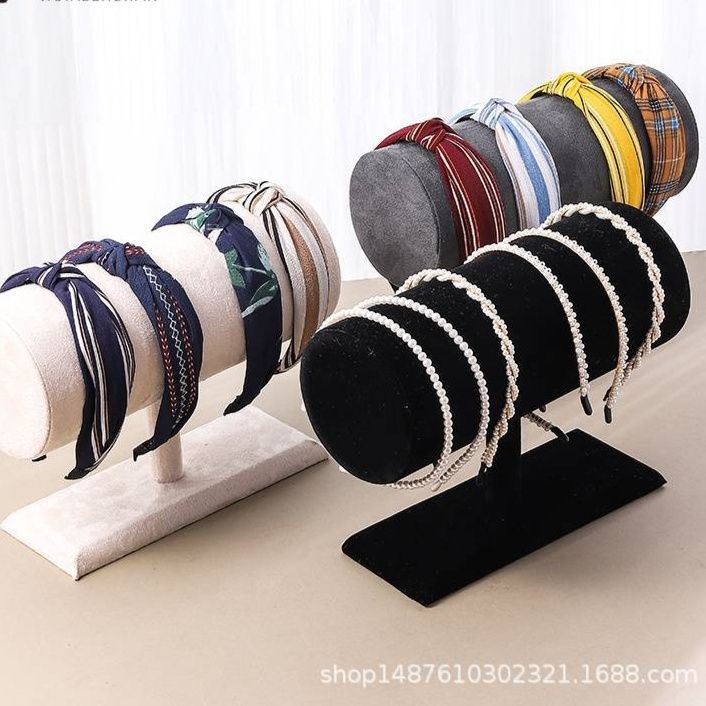 グッズ収納 円柱型ベロア素材　カチューシャ収納　ディスプレイスタンド