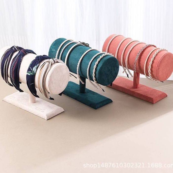 グッズ収納 円柱型ベロア素材　カチューシャ収納　ディスプレイスタンド