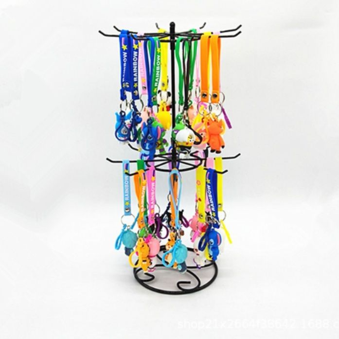 グッズ収納 回転式多段フック付き卓上　キーホルダー収納