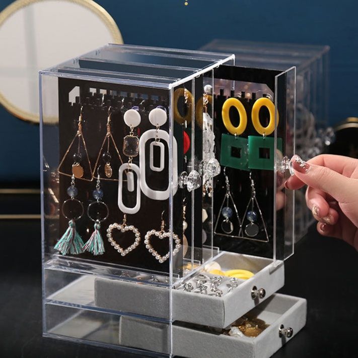 グッズ収納キーホルダー 収納 透明アクリル扉付き引き出し付きアクセサリー整理ボックス