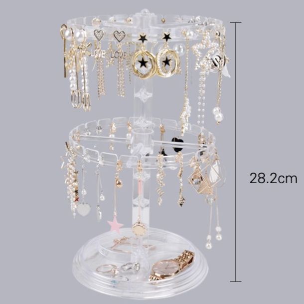 グッズ収納キーホルダー 収納 回転式三段飾り耳飾りピアス収納スタンド