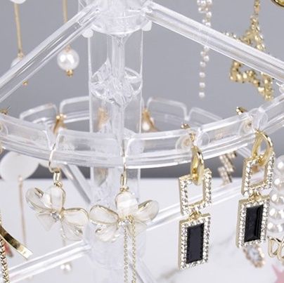 グッズ収納キーホルダー 収納 回転式三段飾り耳飾りピアス収納スタンド