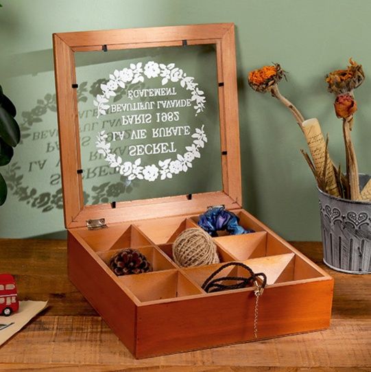 グッズ収納 仕切り付き木製ガラス扉ディスプレイ収納ケース