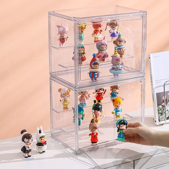 グッズ収納 透明アクリル製フィギュア棚付き積み重ね式ディスプレイケース