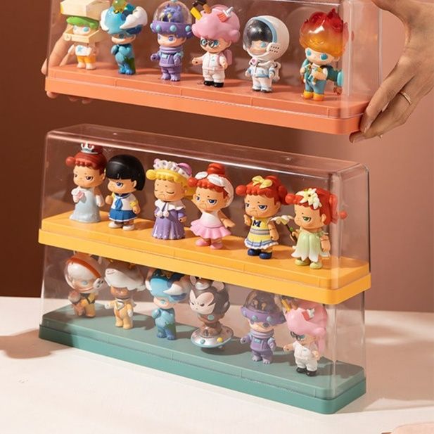 グッズ収納 透明蓋付き二段式ミニチュア人形収納ケース