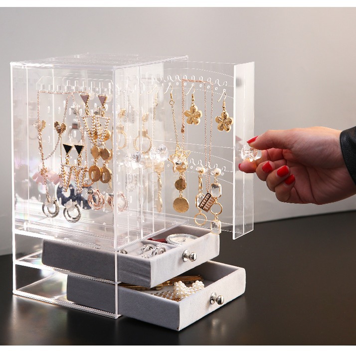 グッズ収納キーホルダー 収納 透明アクリル扉付き引き出し付きアクセサリー整理ボックス