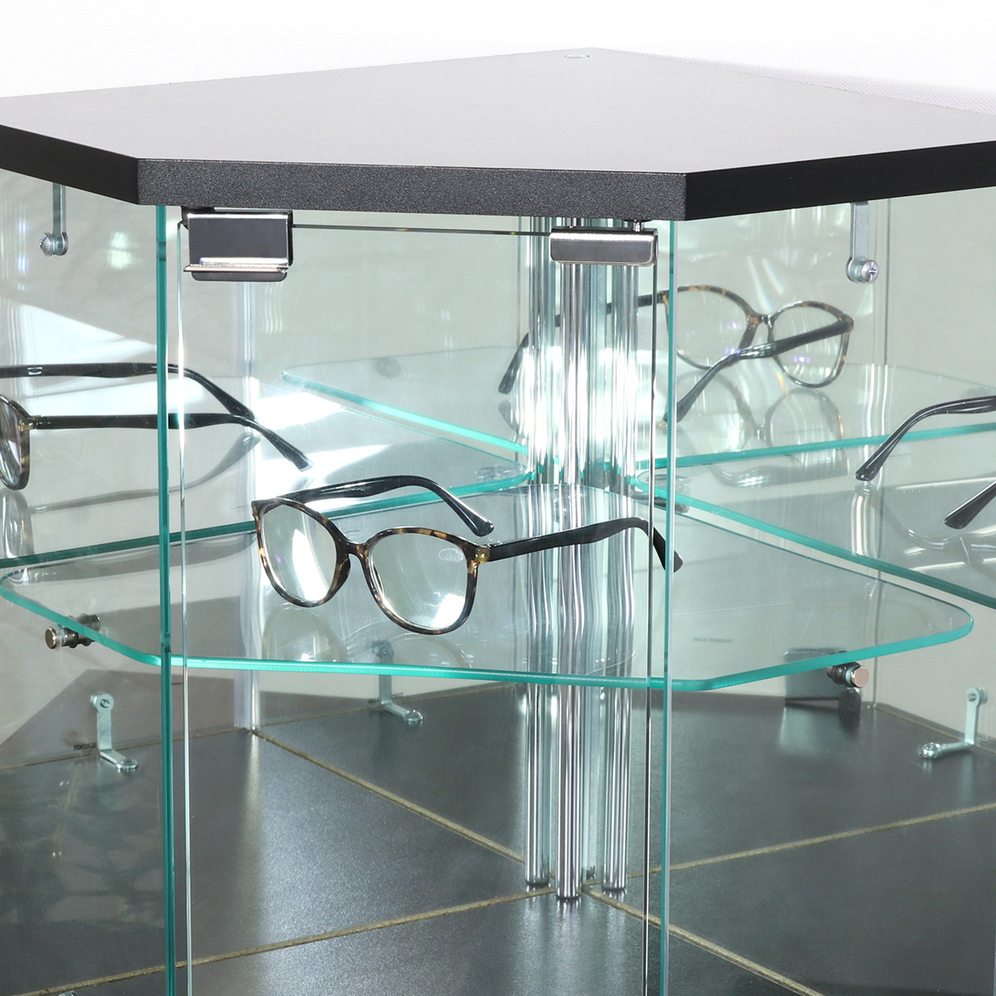 グッズ収納 卓上ガラス製コーナー型収納ケース 