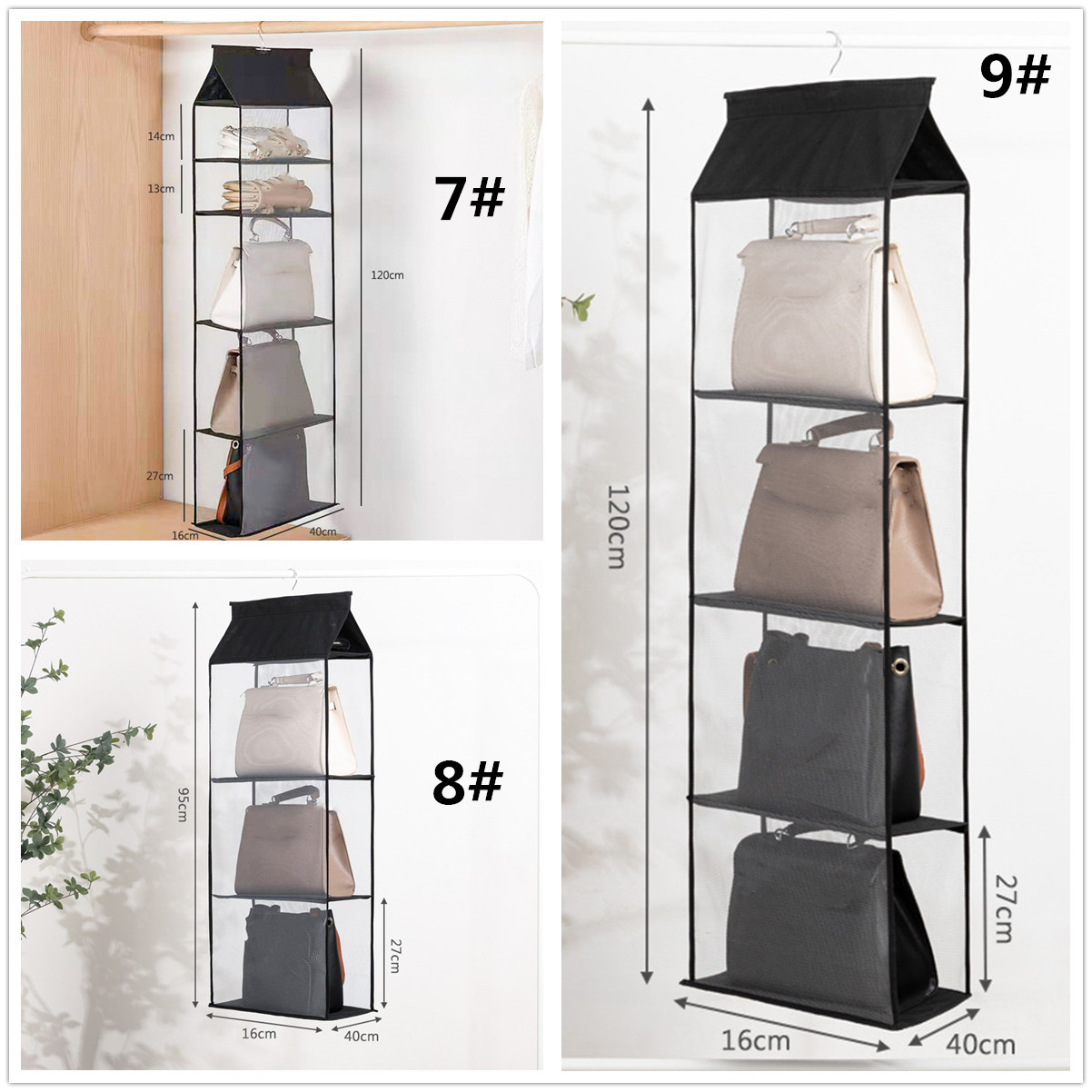 グッズ収納 吊り下げ式かばん収納ケース 折りたたみ多段ハンガー
