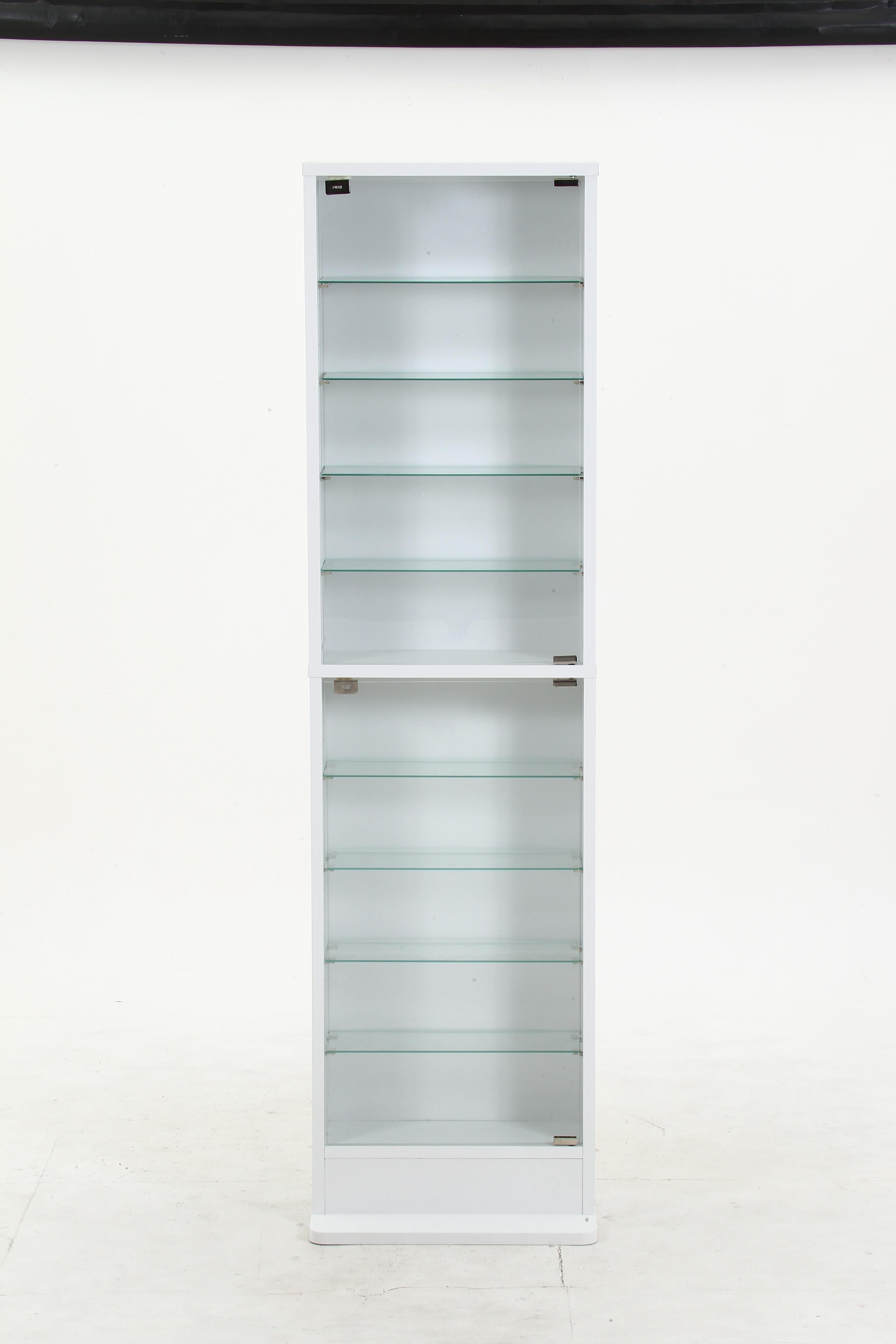 グッズ収納 強化ガラス薄型ディスプレイケース高さ180センチ白色