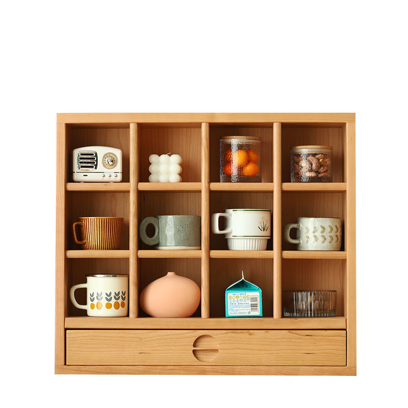 グッズ収納 木製十二仕切り引き出し付き小物整理棚収納ケース