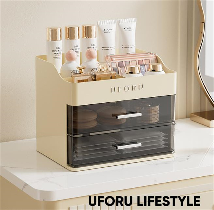 グッズ収納 引き出し式化粧品収納ボックス防塵天板付き