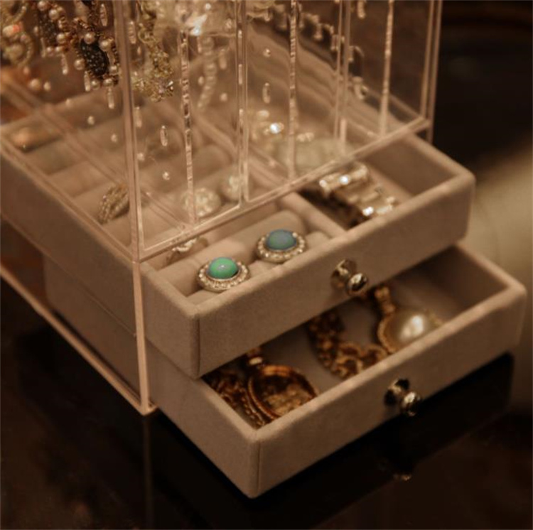 グッズ収納 二段引き出し式透明アクセサリー収納ディスプレイケース