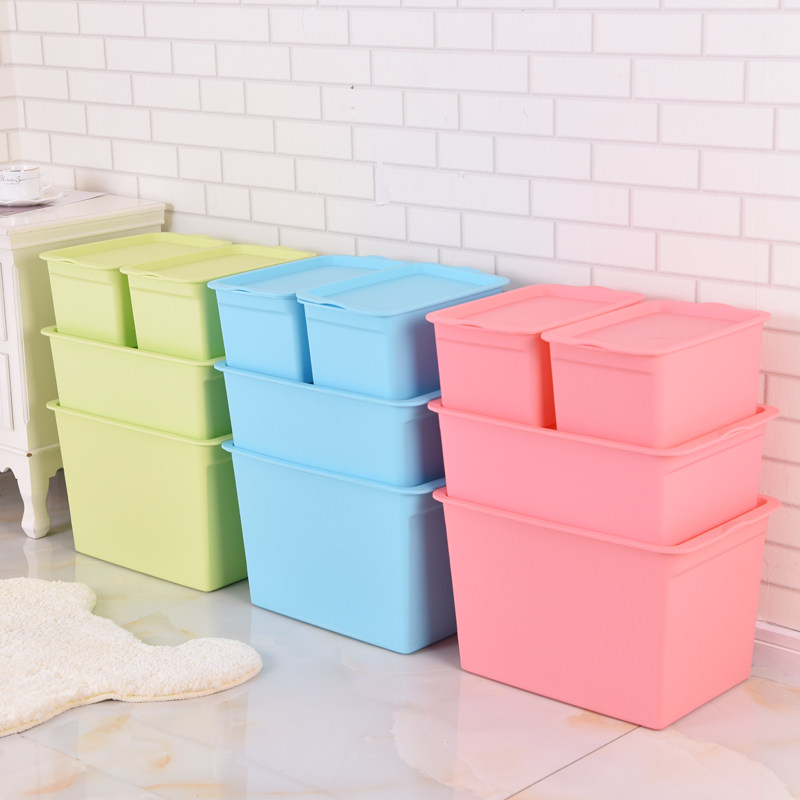 グッズ収納 蓋付き積み重ね式プラスチック収納ボックス四点組