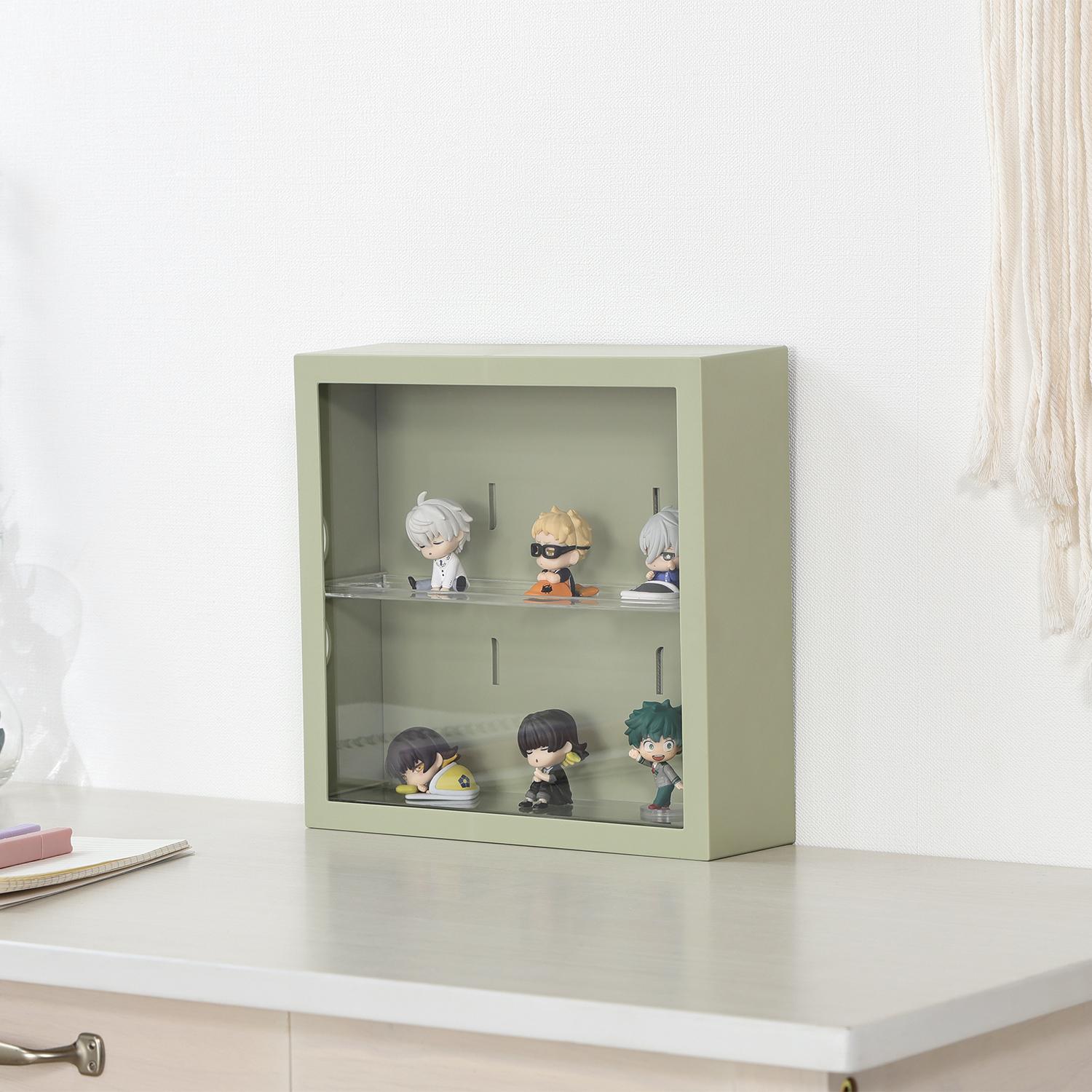 グッズ収納   壁掛け ディスプレイケース　抹茶色 推し活