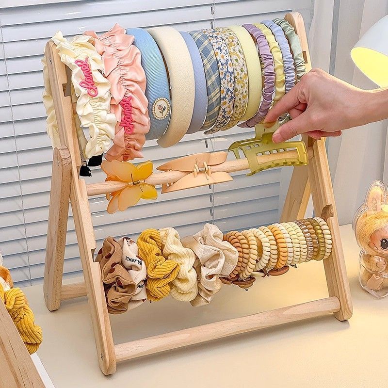 グッズ収納 木製二段式　カチューシャ収納