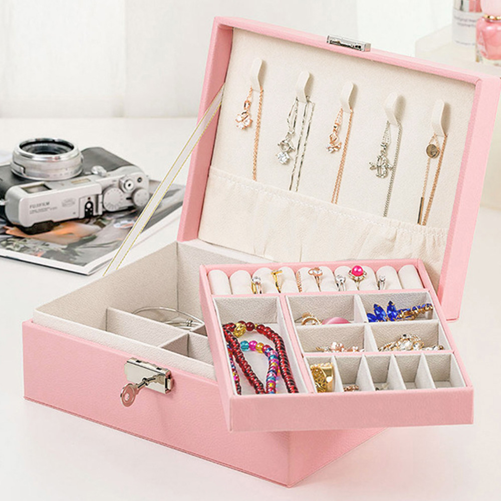 グッズ収納 二段式鍵付き宝飾品収納ケース 