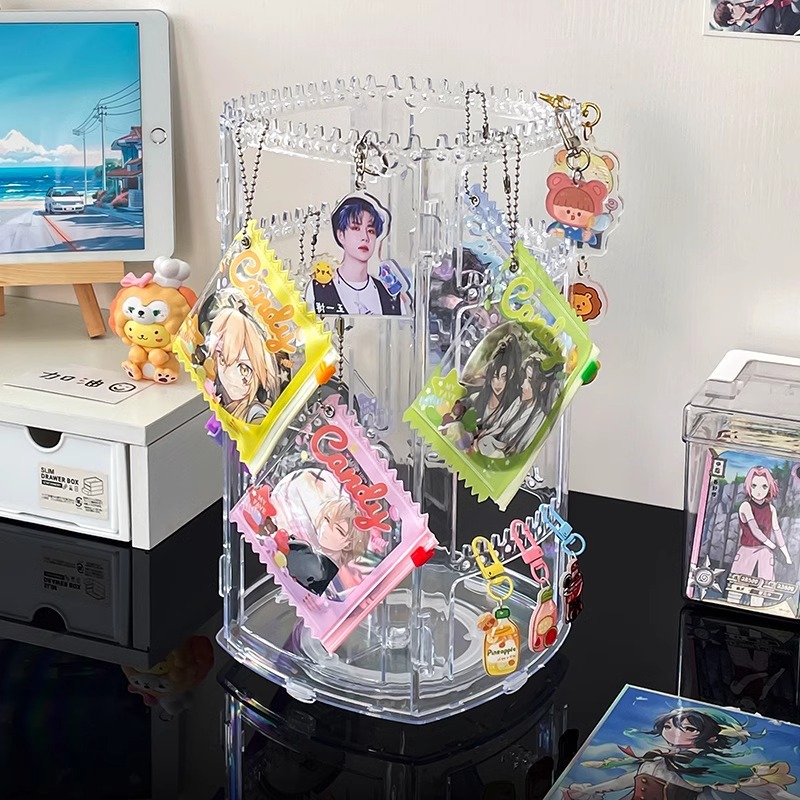 グッズ収納 回転式アクリル製チャーム飾りラック