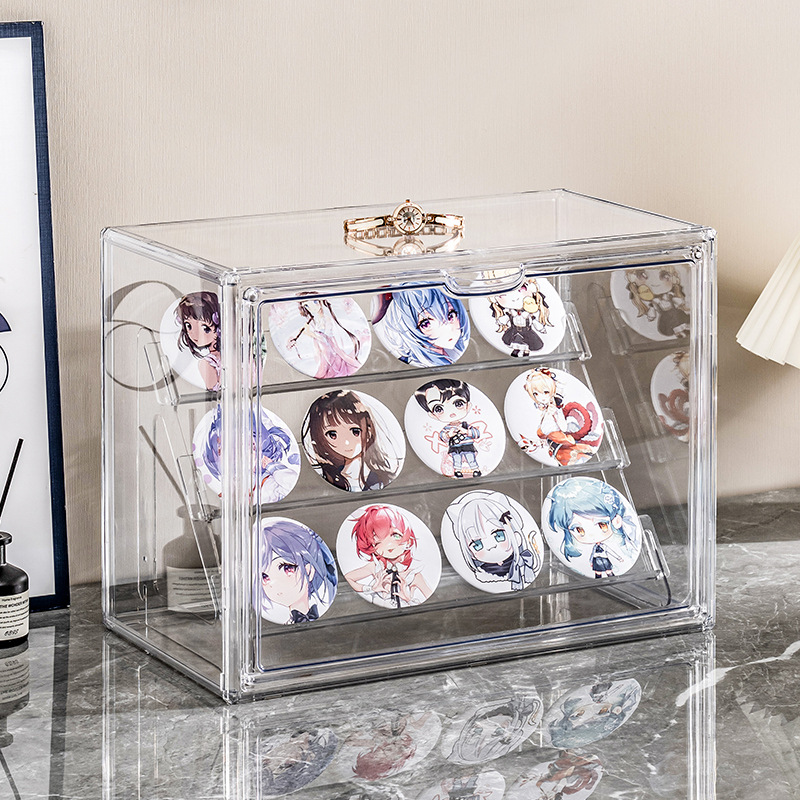 グッズ収納 積み重ね可能な缶バッジコレクションケース