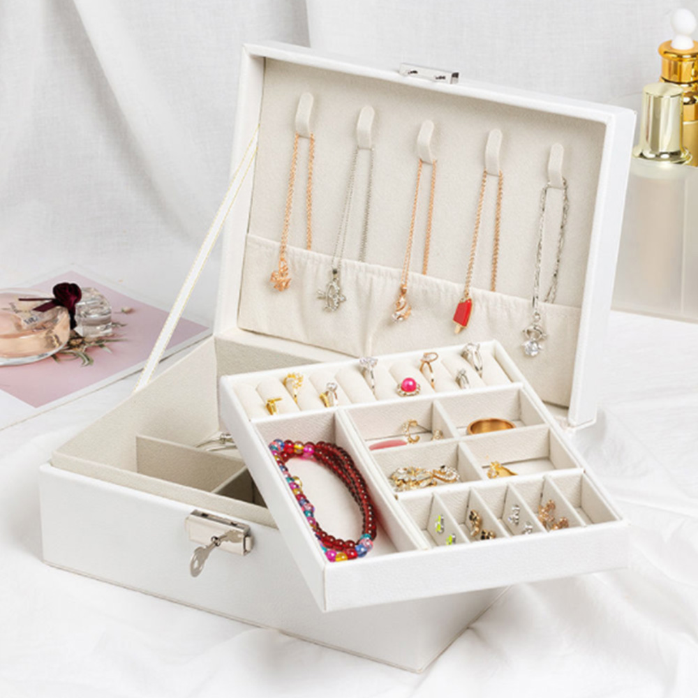 グッズ収納 二段式鍵付き宝飾品収納ケース 