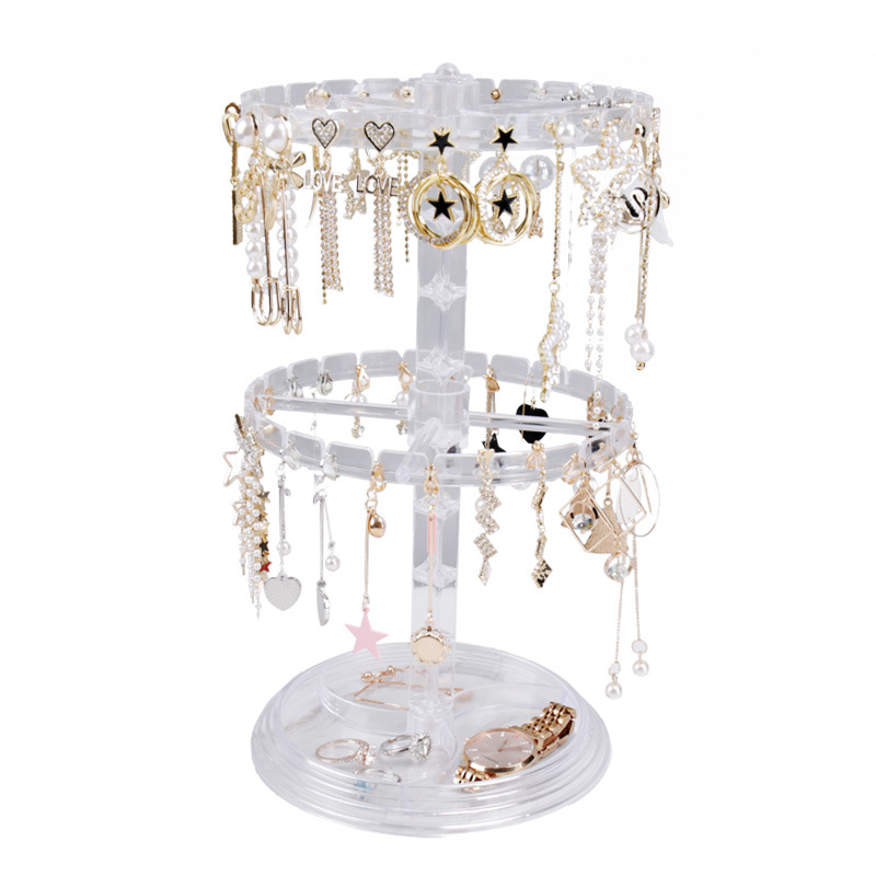 グッズ収納キーホルダー 収納 回転式三段飾り耳飾りピアス収納スタンド