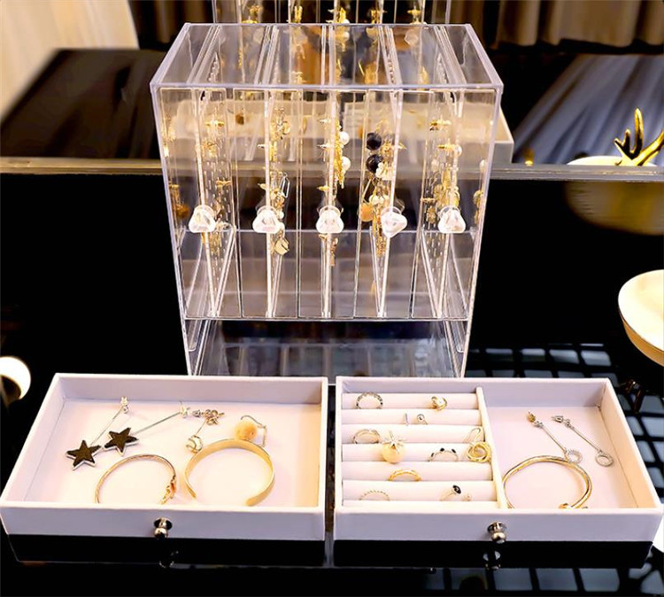 グッズ収納 アクセサリー大容量収納ディスプレイケース引き出し付き小物整理