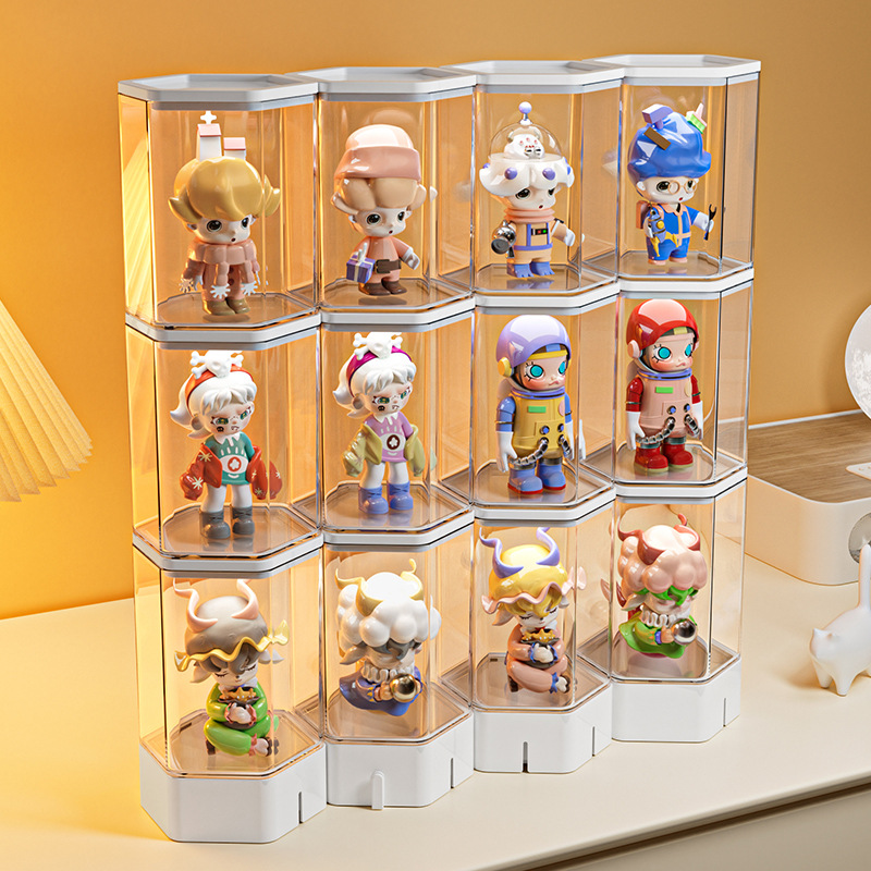 グッズ収納 六角形フィギュア用積み重ねディスプレイケース