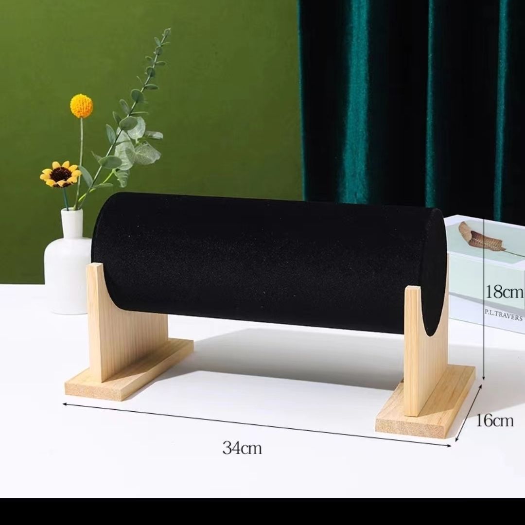 グッズ収納 木製台座付き円筒型　カチューシャ収納