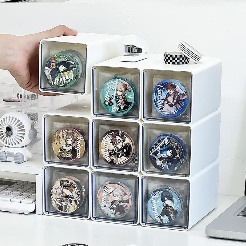 グッズ収納 積み重ねできる缶バッジ収納ボックス9マス 缶 バッジ収納