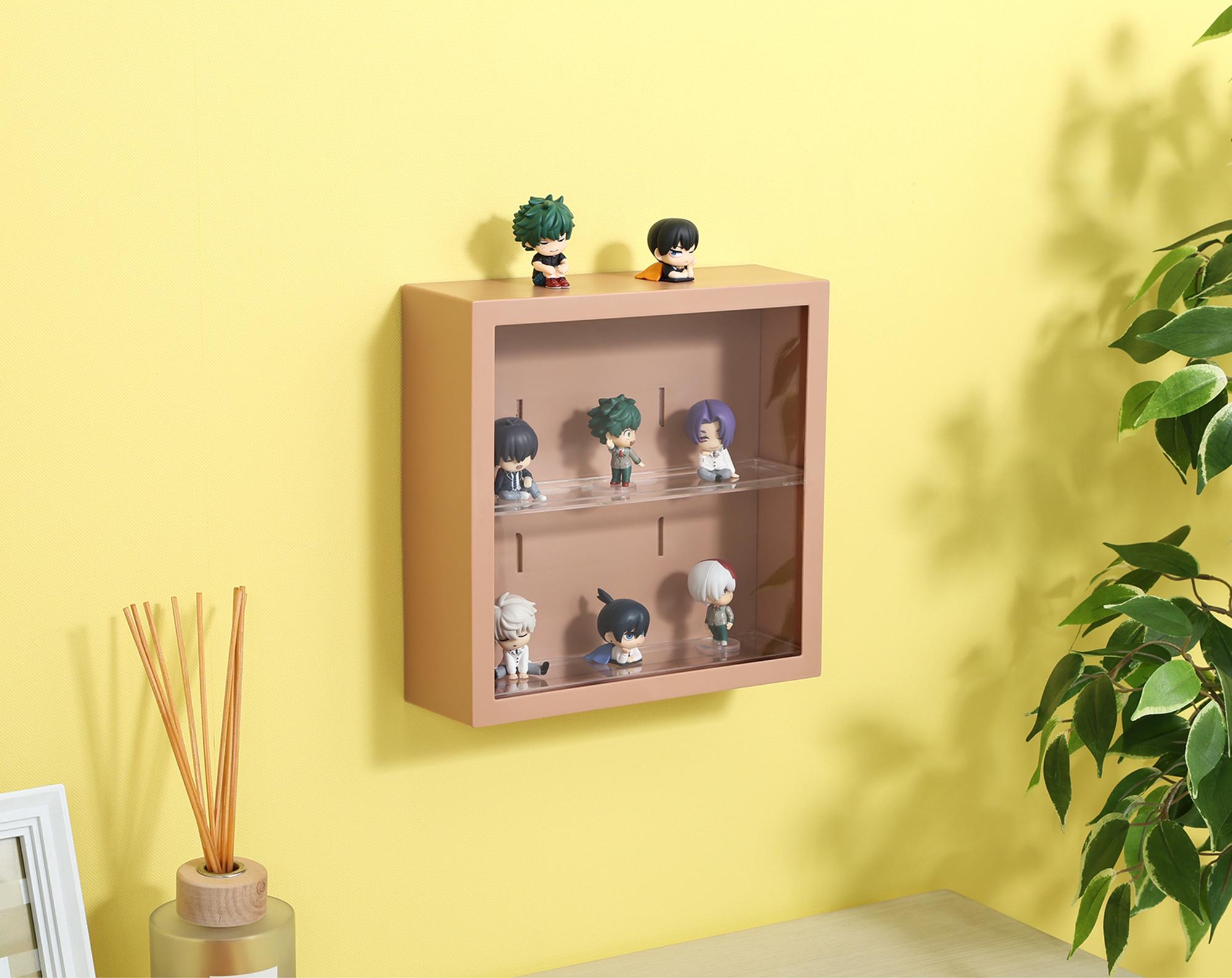 グッズ収納 壁掛け コレクション ディスプレイケース  茶色