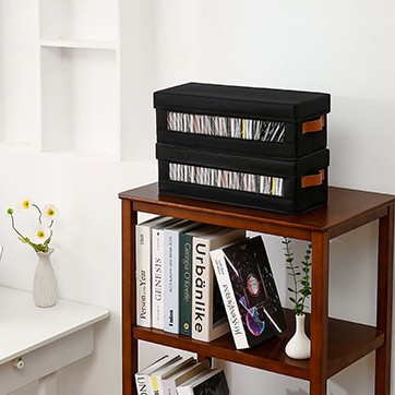 グッズ収納 蓋付き布製大容量映像作品収納ボックス　CD収納