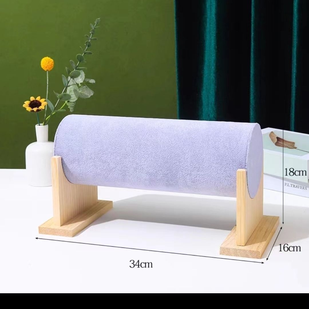 グッズ収納 木製台座付き円筒型　カチューシャ収納