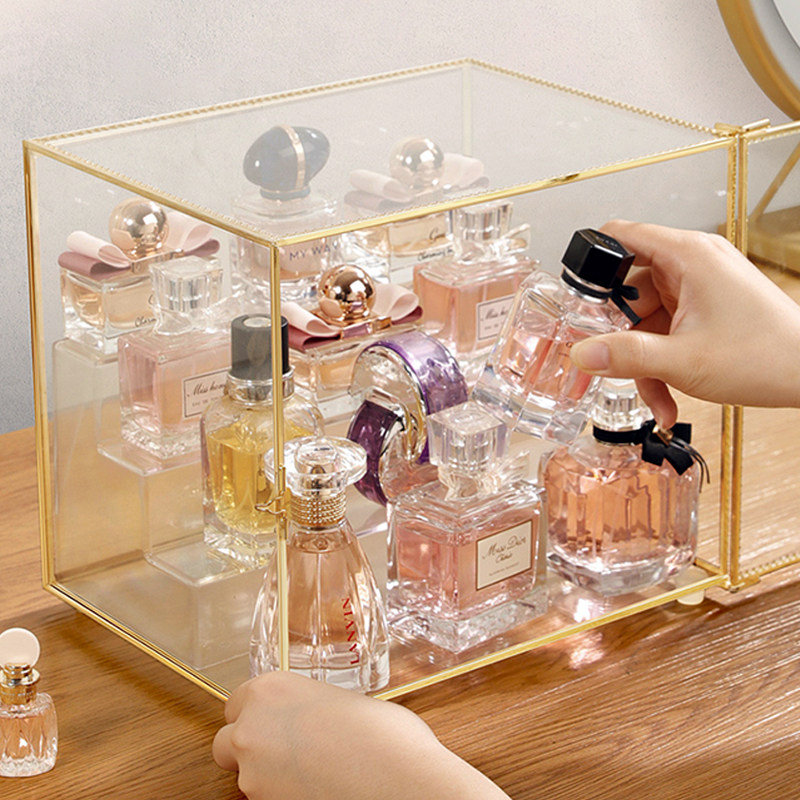 グッズ収納 透明ガラス製香水収納ボックス