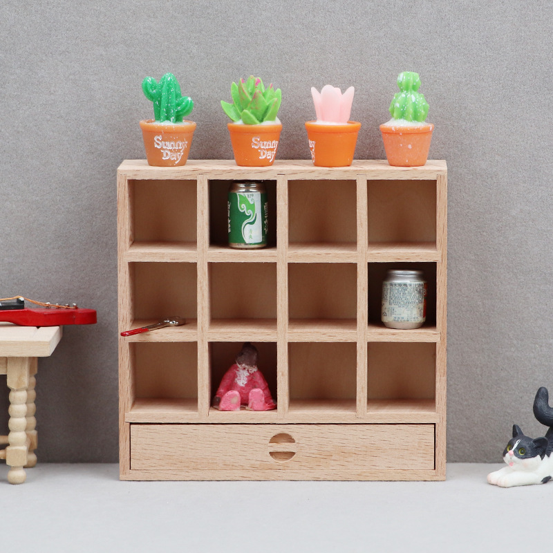 グッズ収納収納ケース 木製十二仕切り引き出し付き小物整理棚