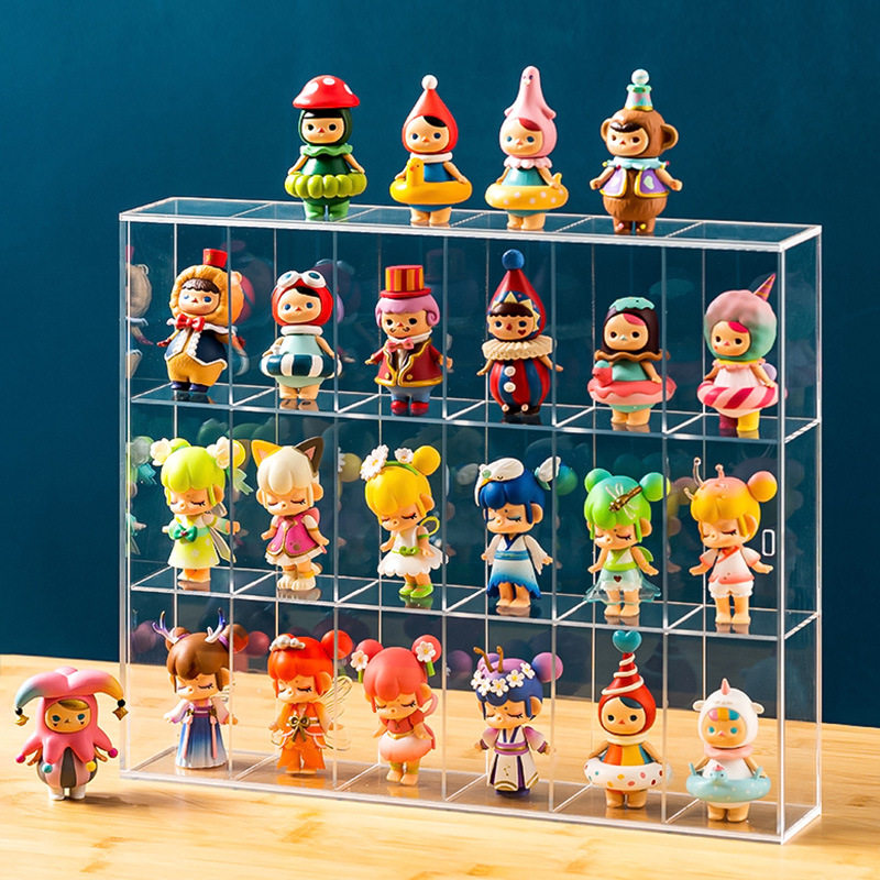 グッズ収納 透明アクリル製仕切り付き人形展示棚